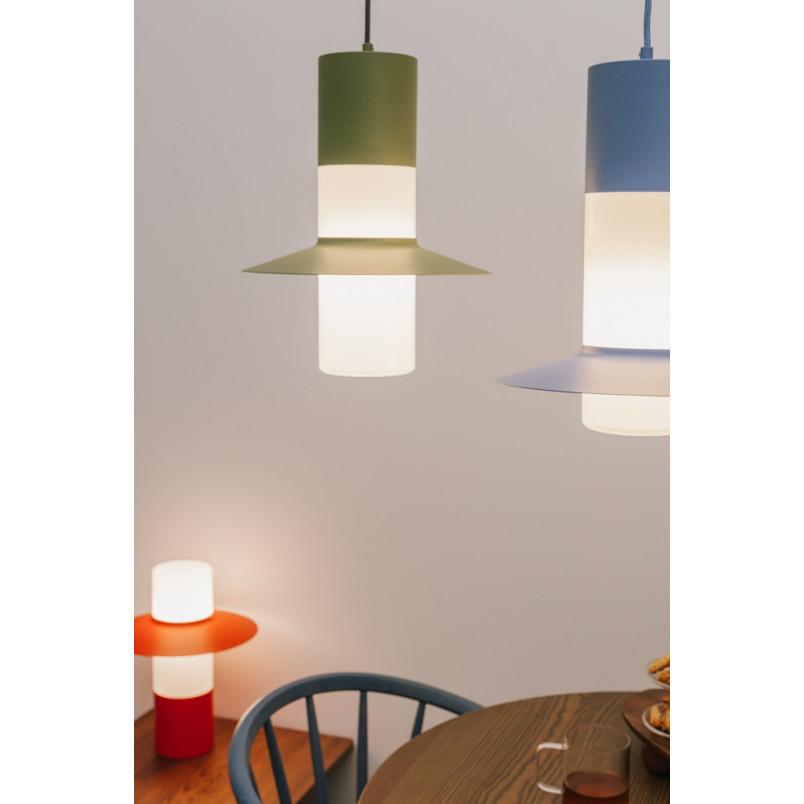 Lampa wisząca retro Caponio 28cm oliwkowa Ummo