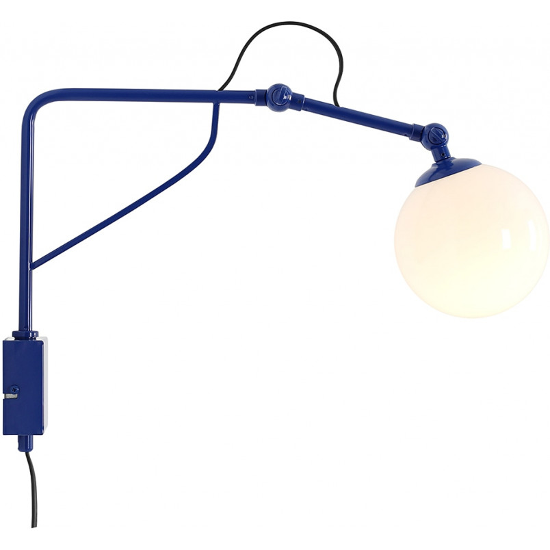 Kinkiet szklana kula na wysięgniku Soho Glass 50cm biały / kobalt Aldex