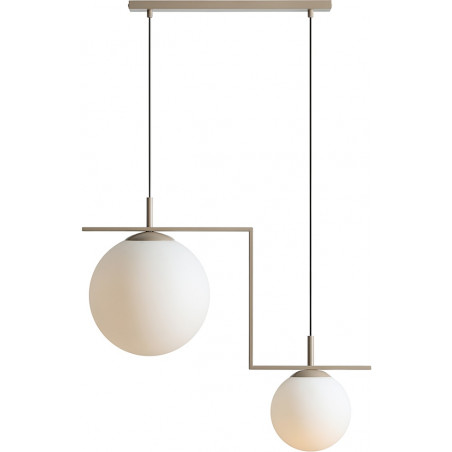Lampa wisząca 2 szklane kule Zac 72,5cm biały / beż matowy Aldex