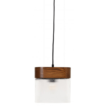 Lampa wisząca drewniana z ryflowanym kloszem Flumina 20,5cm orzechowa Ummo
