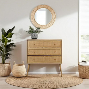 Komoda boho z 3 szufladami na nóżkach Ballo 90x39cm odcienie dębu Intesi