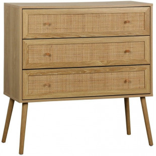 Komoda boho z 3 szufladami na nóżkach Ballo 90x39cm odcienie dębu Intesi