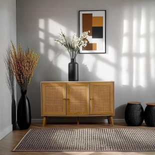 Komoda boho z szafkami Ballo 115x39cm odcienie dębu Intesi