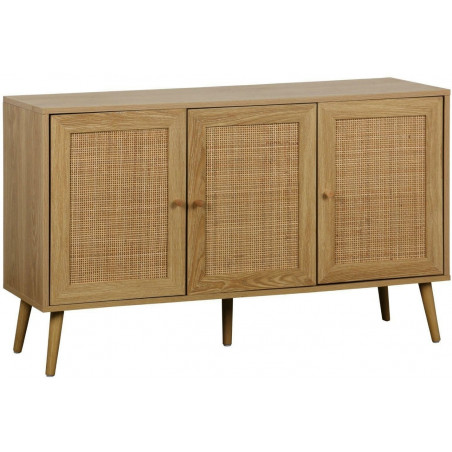 Komoda boho z szafkami Ballo 115x39cm odcienie dębu Intesi