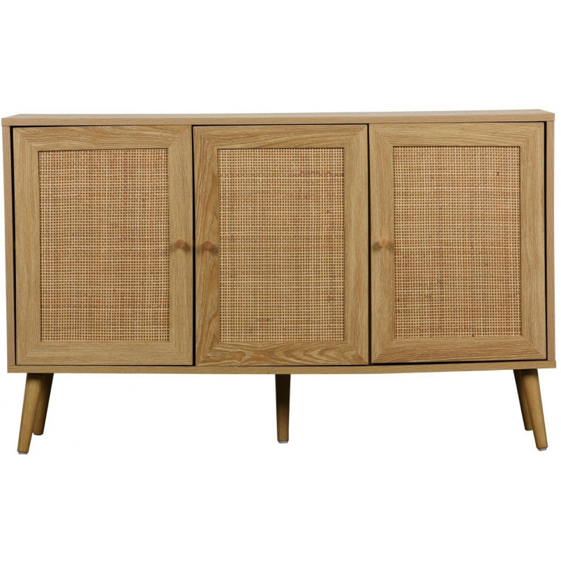 Komoda boho z szafkami Ballo 115x39cm odcienie dębu Intesi
