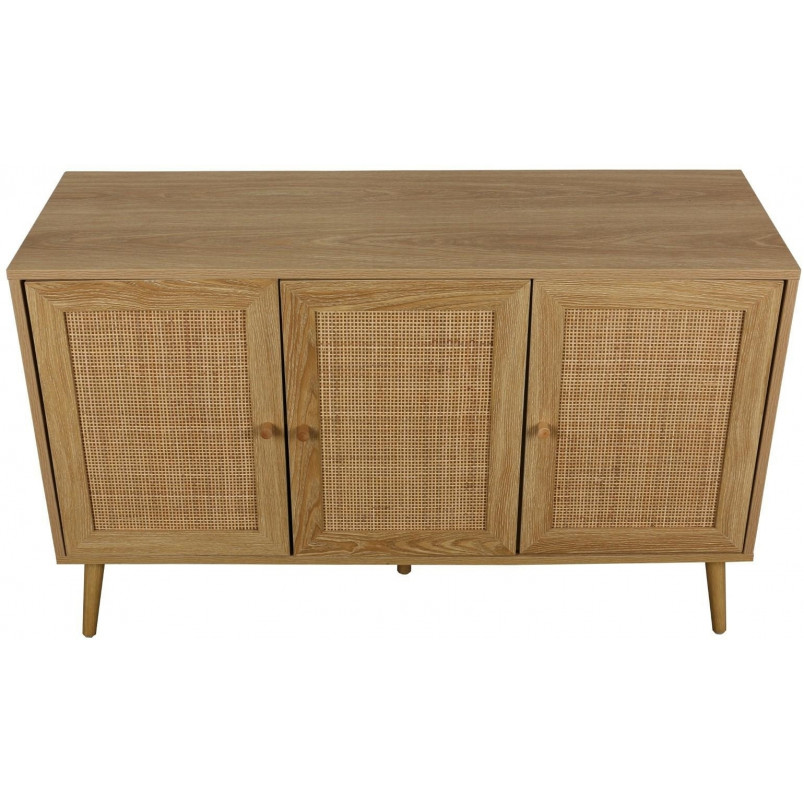 Komoda boho z szafkami Ballo 115x39cm odcienie dębu Intesi