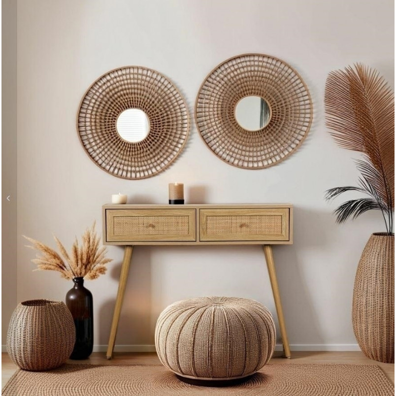 Konsola boho z szufladami Ballo 100x29cm odcienie dębu Intesi