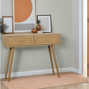 Konsola boho z szufladami Ballo 100x29cm odcienie dębu Intesi