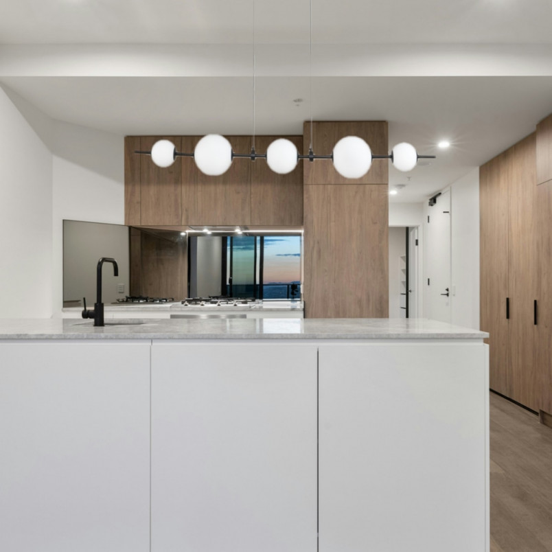 Lampa wisząca szklana podłużna Mila LED 140cm biało-czarna Step Into Design