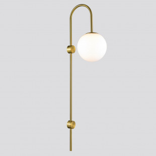 Kinkiet szklana kula na wysięgniku Dante 78cm biało-złoty Step Into Design