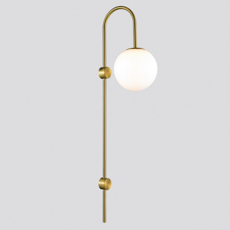 Kinkiet szklana kula na wysięgniku Dante 78cm biało-złoty Step Into Design