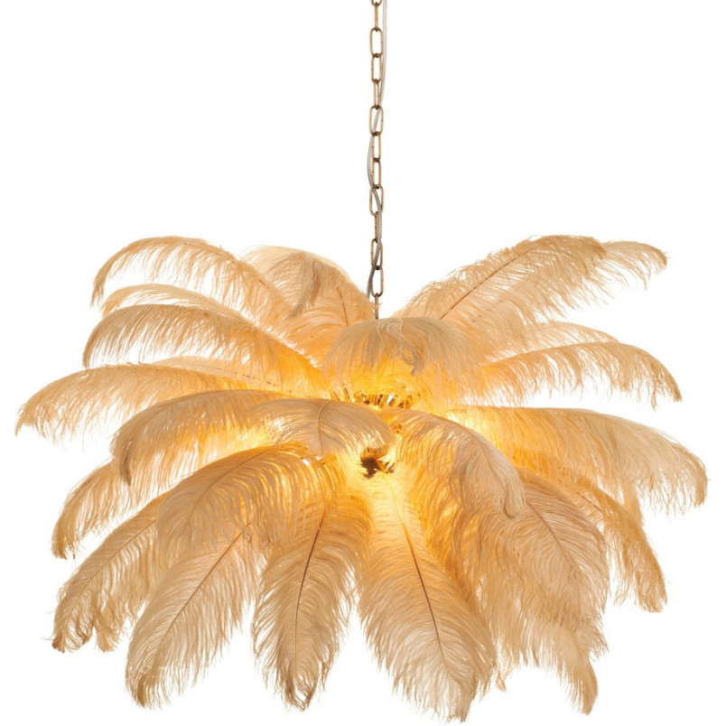 Lampa wisząca z piórami Emu 100cm beżowa Step Into Design