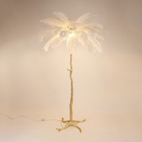 Lampa podłogowa z piórami Emu 170cm biało-złota Step Into Design