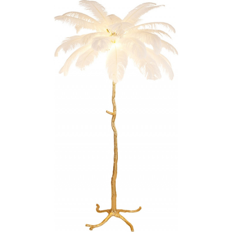 Lampa podłogowa z piórami Emu 170cm biało-złota Step Into Design