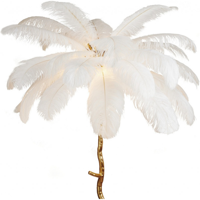 Lampa podłogowa z piórami Emu 170cm biało-złota Step Into Design