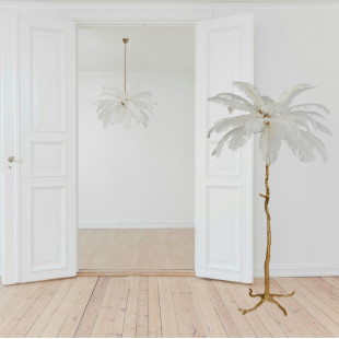 Lampa podłogowa z piórami Emu 170cm biało-złota Step Into Design