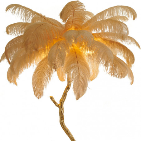 Lampa podłogowa z piórami Emu 150cm beżowo-złota Step Into Design