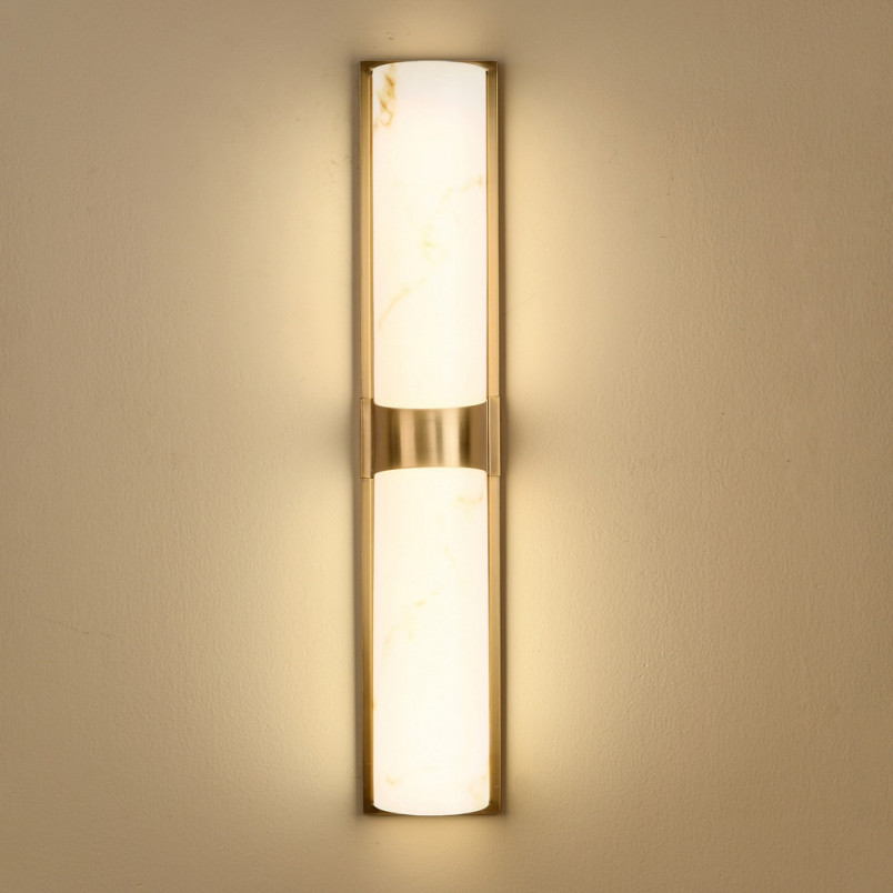 Kinkiet pionowy marmurowy Muro LED 66cm biały marmur / mosiądz Step Into Design Kinkiet pionowy marmurowy Muro LED 66cm biały marmur / mosiądz Step Into Design