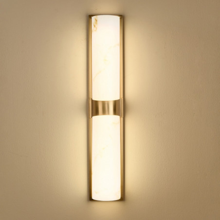 Kinkiet pionowy marmurowy Muro LED 66cm biały marmur / mosiądz Step Into Design