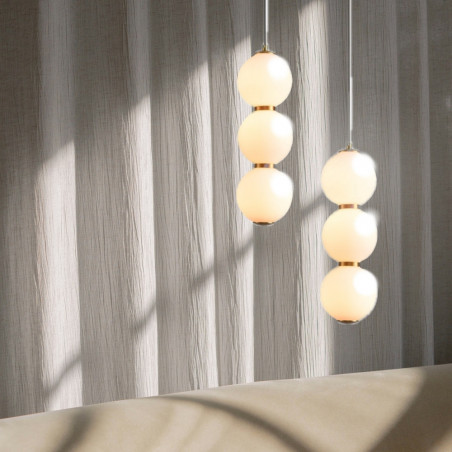 Lampa wisząca szklane kule Perla LED 12cm biało-złota Step Into Design