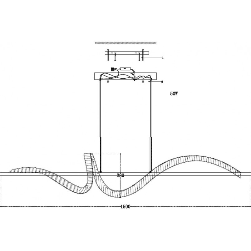 Lampa wisząca kryształowa Ritz LED 150cm złota Step Into Design