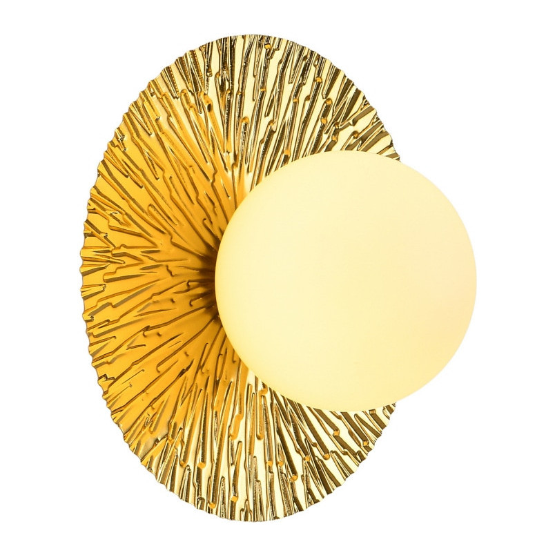 Kinkiet okrągły ze szklaną kulą Sun 20cm biało-złoty Step Into Design