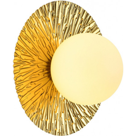 Kinkiet okrągły ze szklaną kulą Sun 20cm biało-złoty Step Into Design