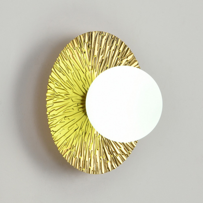 Kinkiet okrągły ze szklaną kulą Sun 20cm biało-złoty Step Into Design