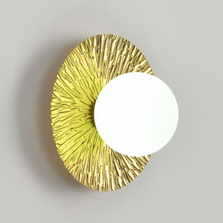 Kinkiet okrągły ze szklaną kulą Sun 20cm biało-złoty Step Into Design