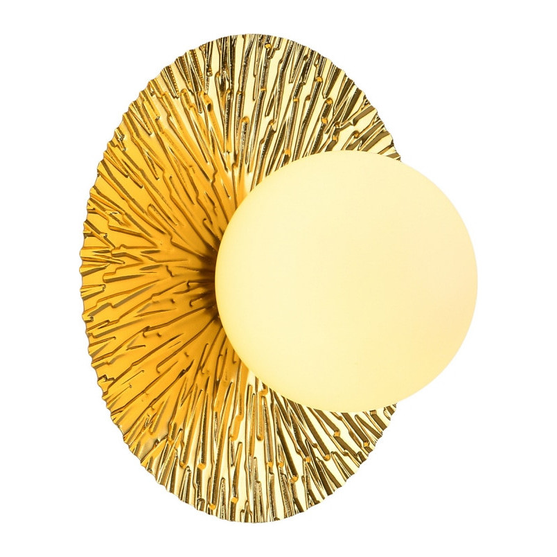 Kinkiet okrągły ze szklaną kulą Sun 35cm biało-złoty Step Into Design