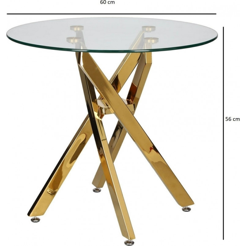 Stolik szklany na złotej podstawie Amber 60cm transparentny Intesi