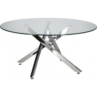 Stolik kawowy szklany glamour Amber 90cm transparentny / chrom Intesi