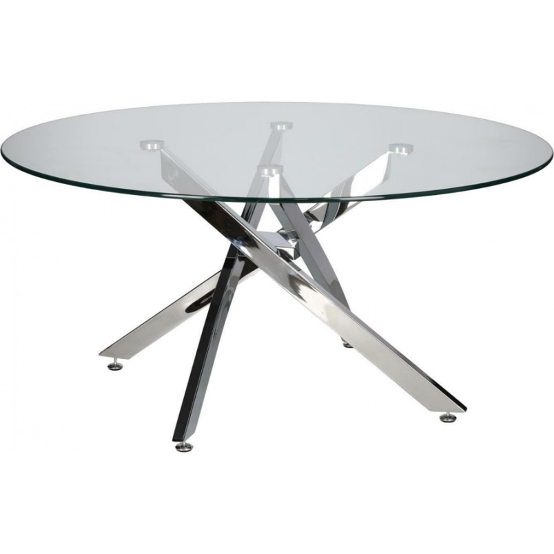 Stolik kawowy szklany glamour Amber 90cm transparentny / chrom Intesi