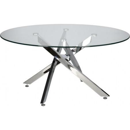 Stolik kawowy szklany glamour Amber 90cm transparentny / chrom Intesi