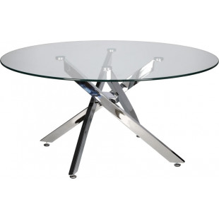 Stolik kawowy szklany glamour Amber 90cm transparentny / chrom Intesi