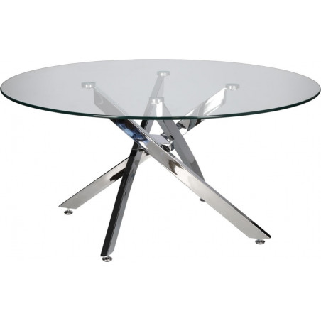 Stolik kawowy szklany glamour Amber 90cm transparentny / chrom Intesi