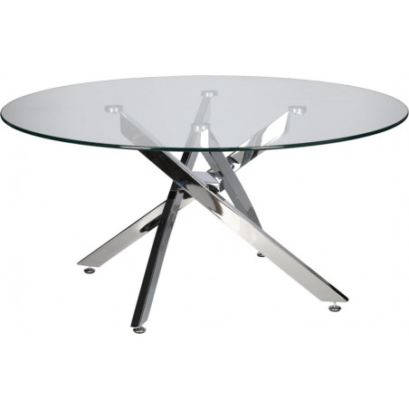 Stolik kawowy szklany glamour Amber 90cm transparentny / chrom Intesi
