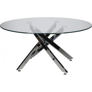 Stolik kawowy szklany glamour Amber 90cm transparentny / chrom Intesi