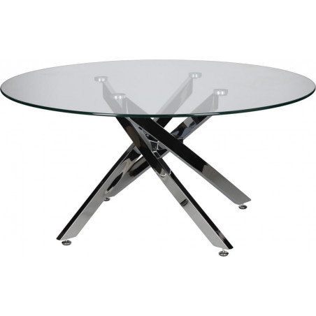 Stolik kawowy szklany glamour Amber 90cm transparentny / chrom Intesi
