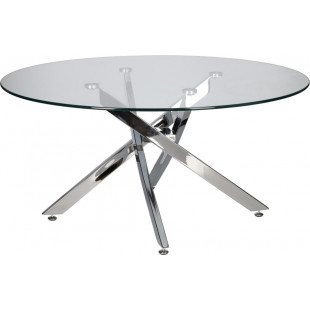 Stolik kawowy szklany glamour Amber 90cm transparentny / chrom Intesi