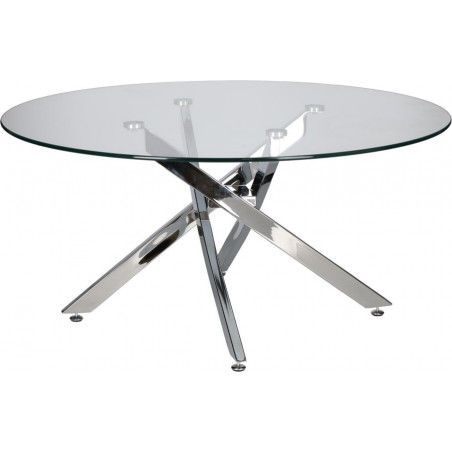 Stolik kawowy szklany glamour Amber 90cm transparentny / chrom Intesi