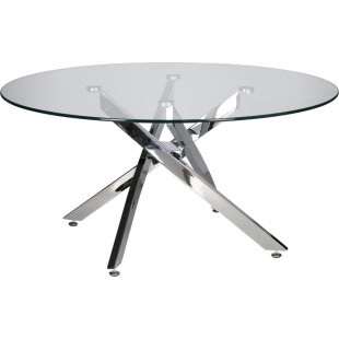 Stolik kawowy szklany glamour Amber 90cm transparentny / chrom Intesi