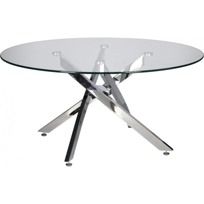 Stolik kawowy szklany glamour Amber 90cm transparentny / chrom Intesi