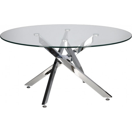 Stolik kawowy szklany glamour Amber 90cm transparentny / chrom Intesi