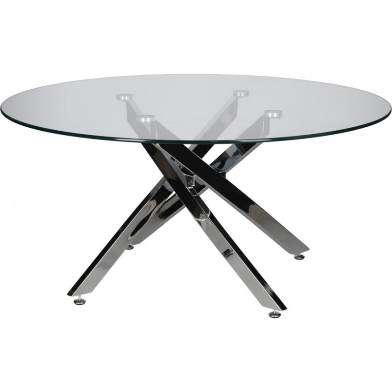Stolik kawowy szklany glamour Amber 90cm transparentny / chrom Intesi