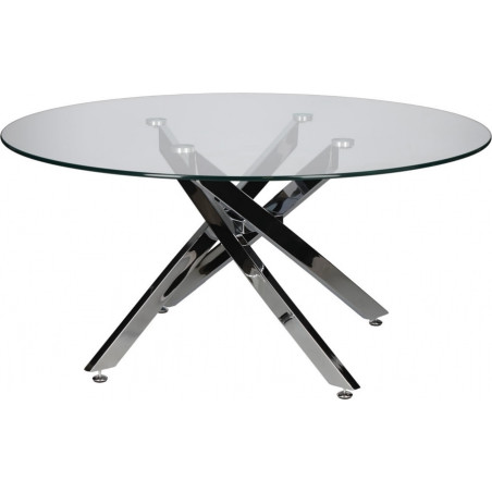 Stolik kawowy szklany glamour Amber 90cm transparentny / chrom Intesi