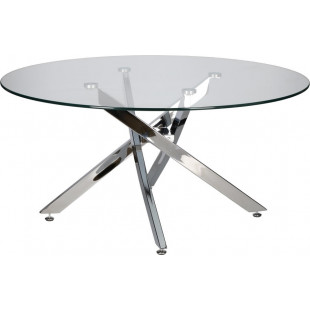 Stolik kawowy szklany glamour Amber 90cm transparentny / chrom Intesi