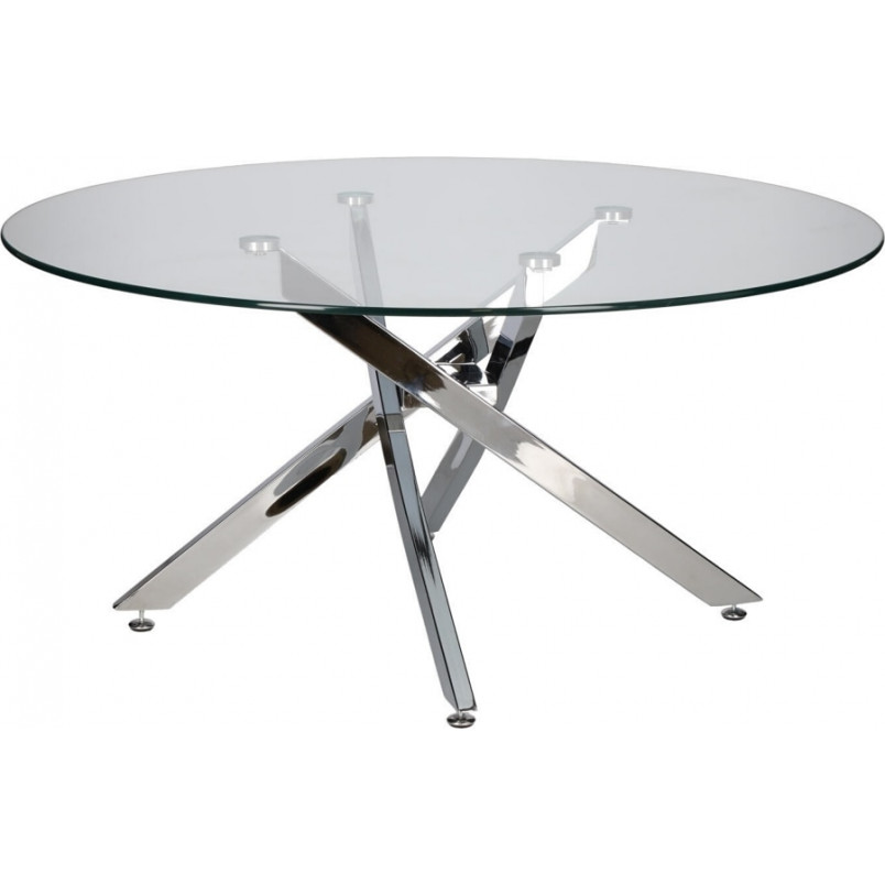 Stolik kawowy szklany glamour Amber 90cm transparentny / chrom Intesi