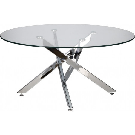 Stolik kawowy szklany glamour Amber 90cm transparentny / chrom Intesi