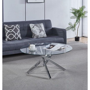 Stolik kawowy szklany glamour Amber 90cm transparentny / chrom Intesi